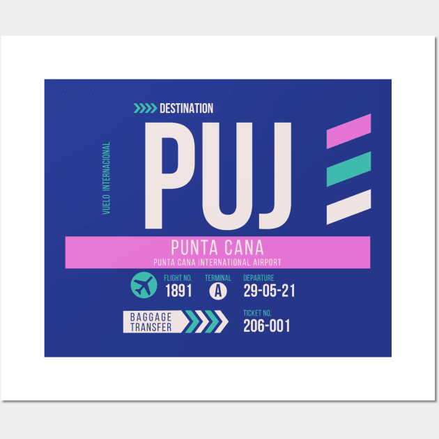 Punta Cana (PUJ) Airport Code Baggage Tag Wall Art by SLAG_Creative